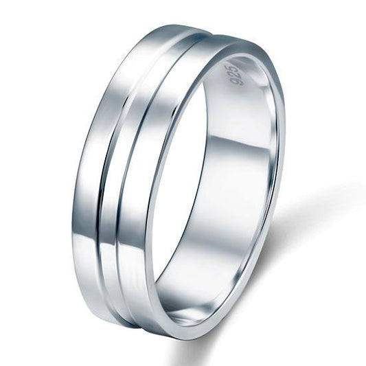 High Polished Plain Men's Solid Sterling 925 Silver Wedding Band Ring XFR8058 - DromedarShop.com Online Boutique