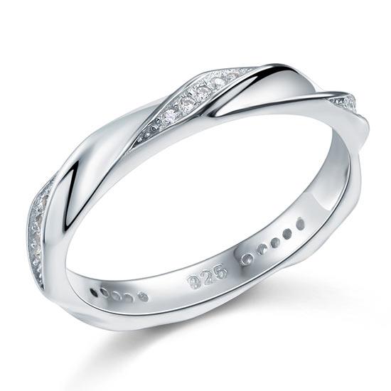 Created Diamond Solid Sterling 925 Silver Twist Ring XFR8064 - DromedarShop.com Online Boutique