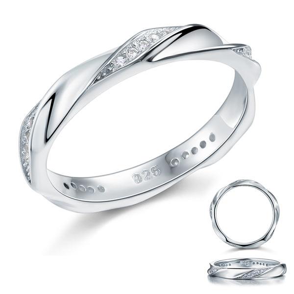 Created Diamond Solid Sterling 925 Silver Twist Ring XFR8064 - DromedarShop.com Online Boutique