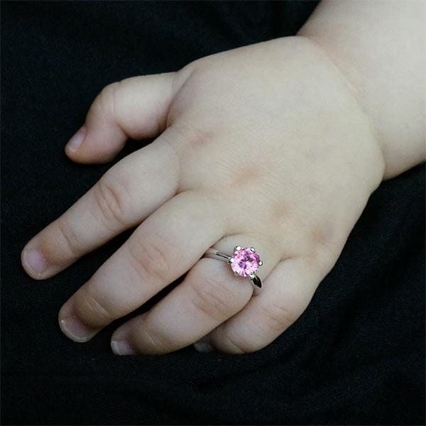 Newborn Baby 925 Sterling Silver Ring Pink Created Diamond Photo Prop XFR8208 - DromedarShop.com Online Boutique