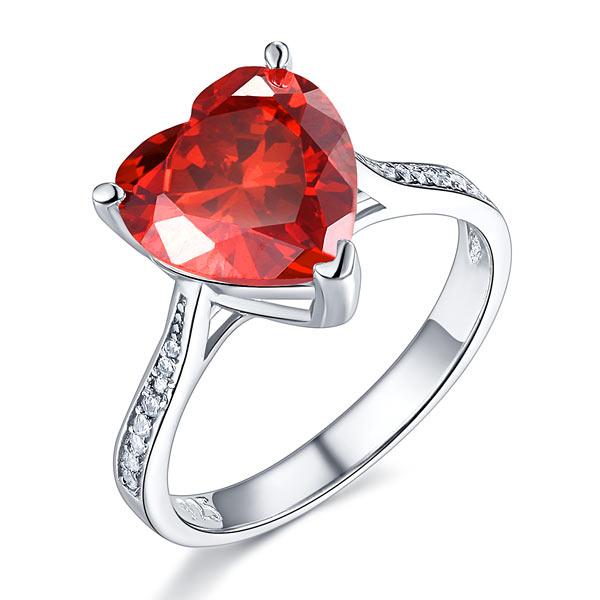 925 Sterling Silver Bridal Ring 3.5 Carat Heart Ruby Red Created Diamond Jewelry XFR8217 - DromedarShop.com Online Boutique