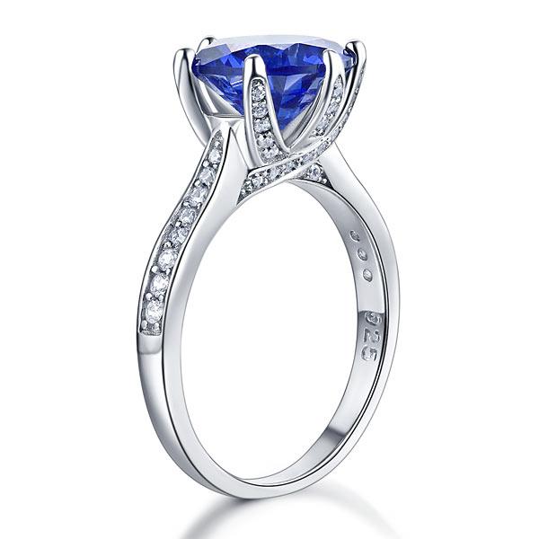 925 Sterling Silver Engagement Luxury Ring 3 Carat Blue Created Tanzanite Jewelry XFR8229 - DromedarShop.com Online Boutique