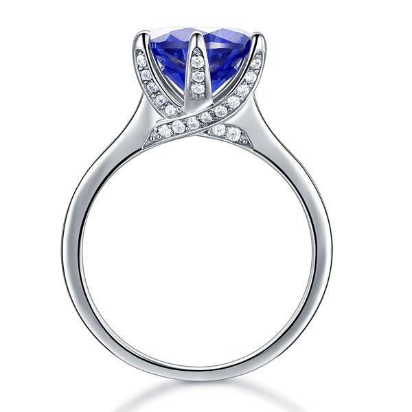 925 Sterling Silver Engagement Luxury Ring 3 Carat Blue Created Tanzanite Jewelry XFR8229 - DromedarShop.com Online Boutique