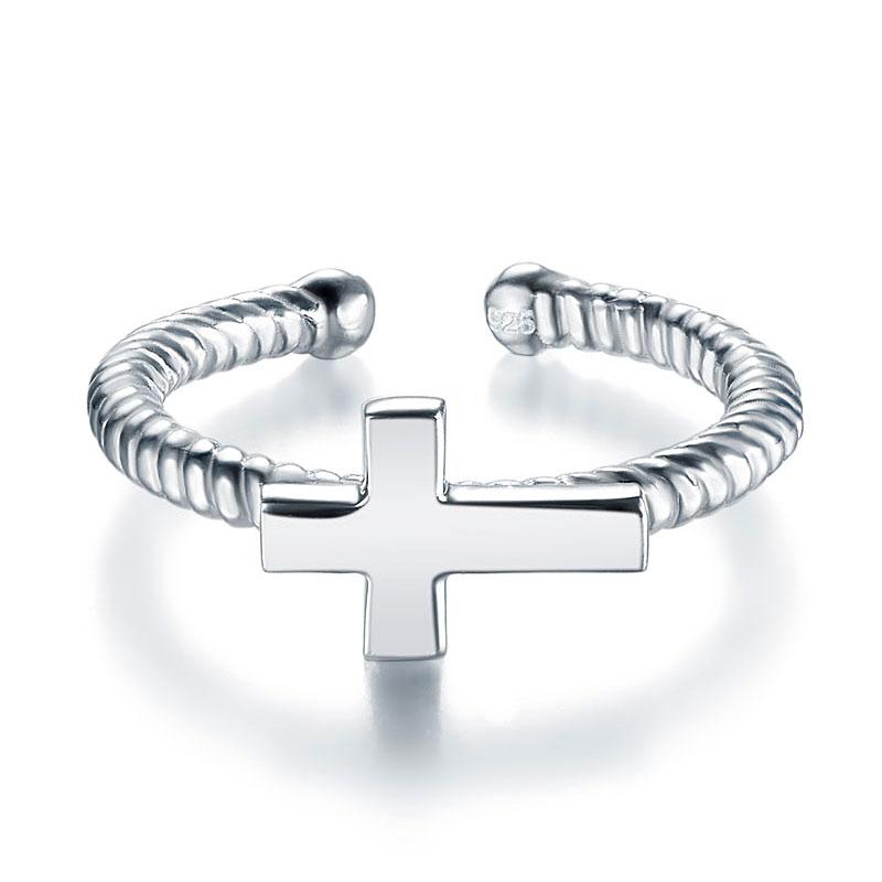 Kids Girls Cross Ring Solid 925 Sterling Silver Adjustable Jewelry XFR8267 DromedarShop.com Online Boutique