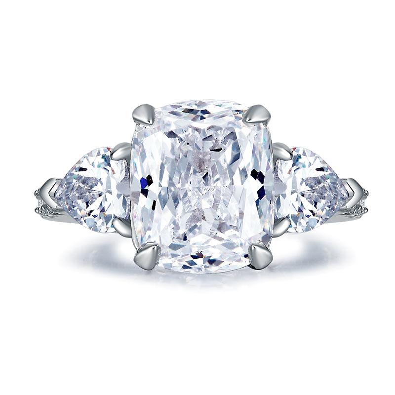 5 Carat Solid 925 Sterling Silver Ring Three-Stone Pageant Luxury Jewelry DromedarShop.com Online Boutique