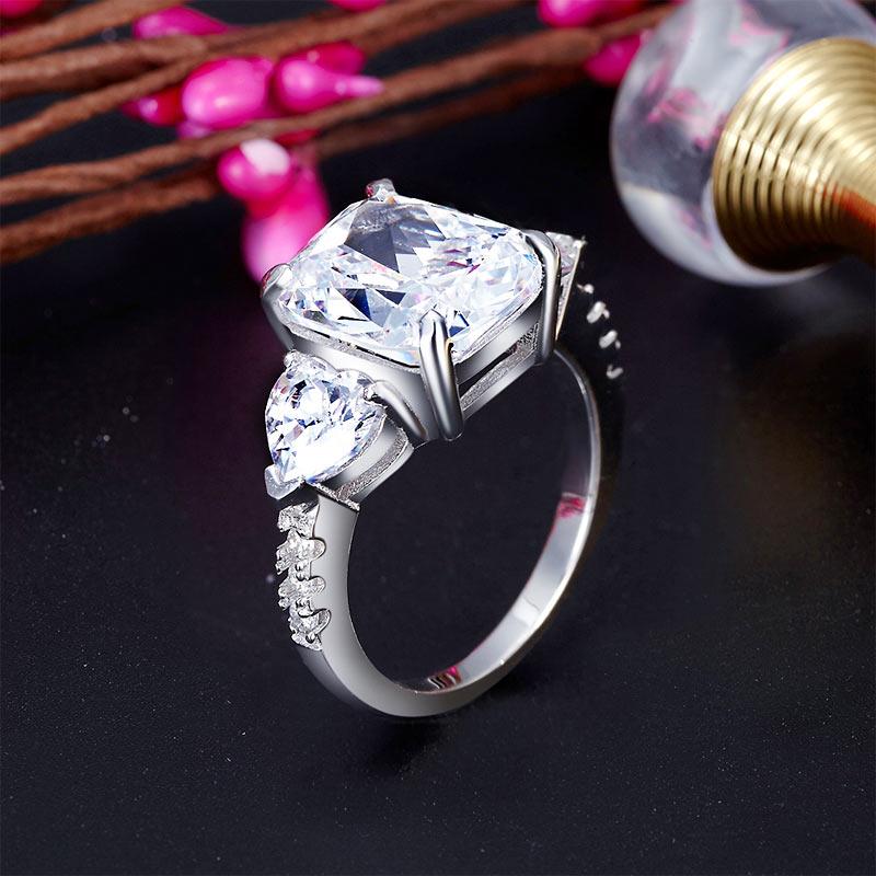 5 Carat Solid 925 Sterling Silver Ring Three-Stone Pageant Luxury Jewelry DromedarShop.com Online Boutique