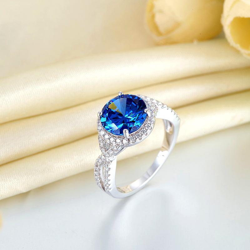 3 Carat Navy Blue Stone 925 Sterling Silver Wedding Engagement Luxury Ring DromedarShop.com Online Boutique
