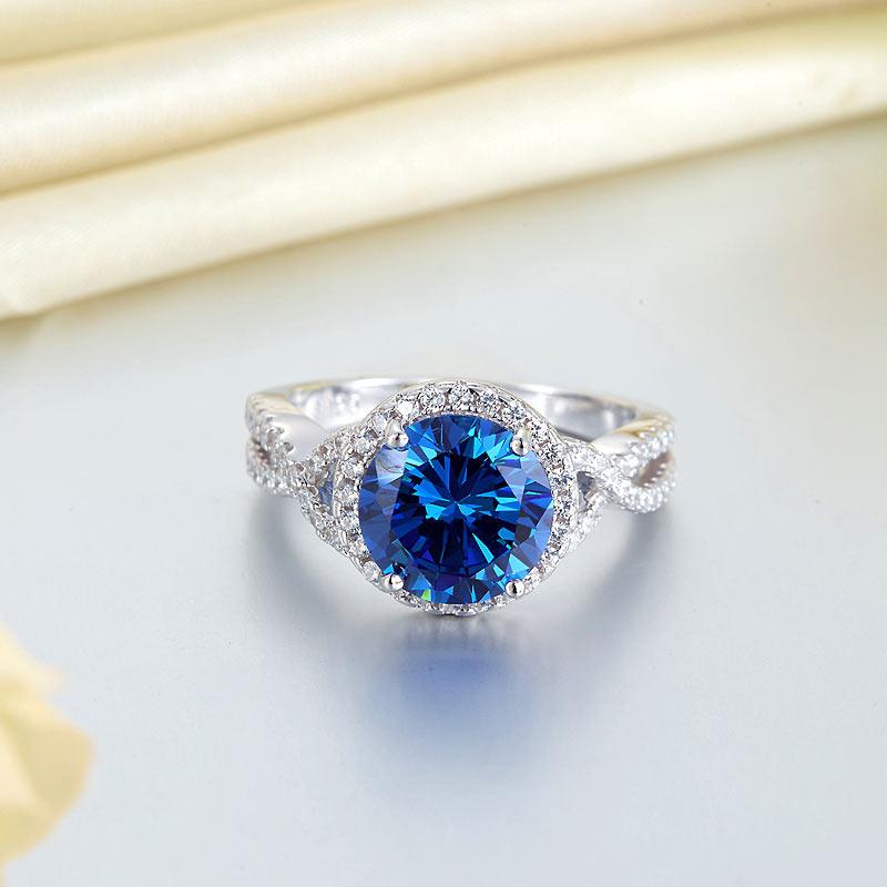 3 Carat Navy Blue Stone 925 Sterling Silver Wedding Engagement Luxury Ring DromedarShop.com Online Boutique