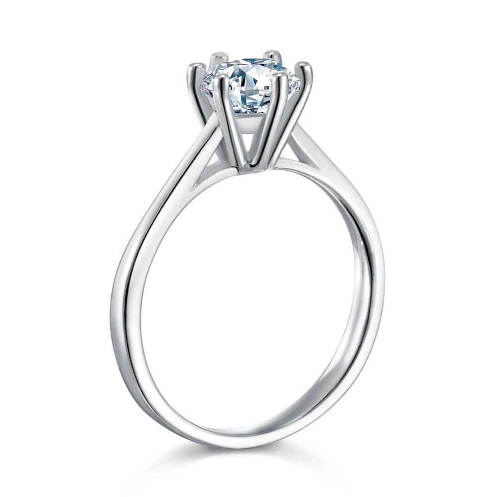 1 Carat Created Diamond Engagement Ring 925 Sterling Silver Classic 6 Claws XFR8316 - DromedarShop.com Online Boutique