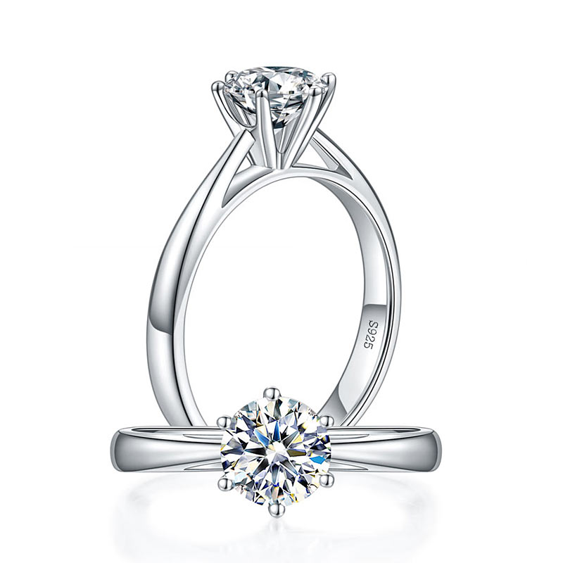 1 Carat Moissanite Diamond Classic 6 Claws Engagement 925 Sterling Silver Ring MFR8339 - DromedarShop.com Online Boutique