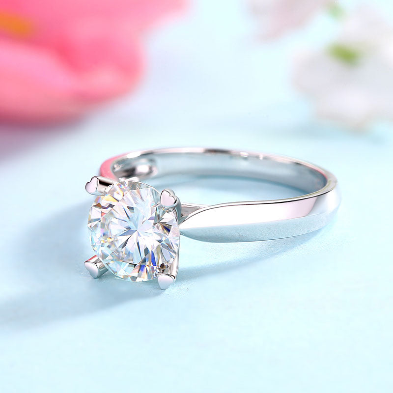 1.5 Carat Moissanite Diamond Ring Heart Shape Prong 925 Sterling Silver MFR8358 DromedarShop.com Online Boutique