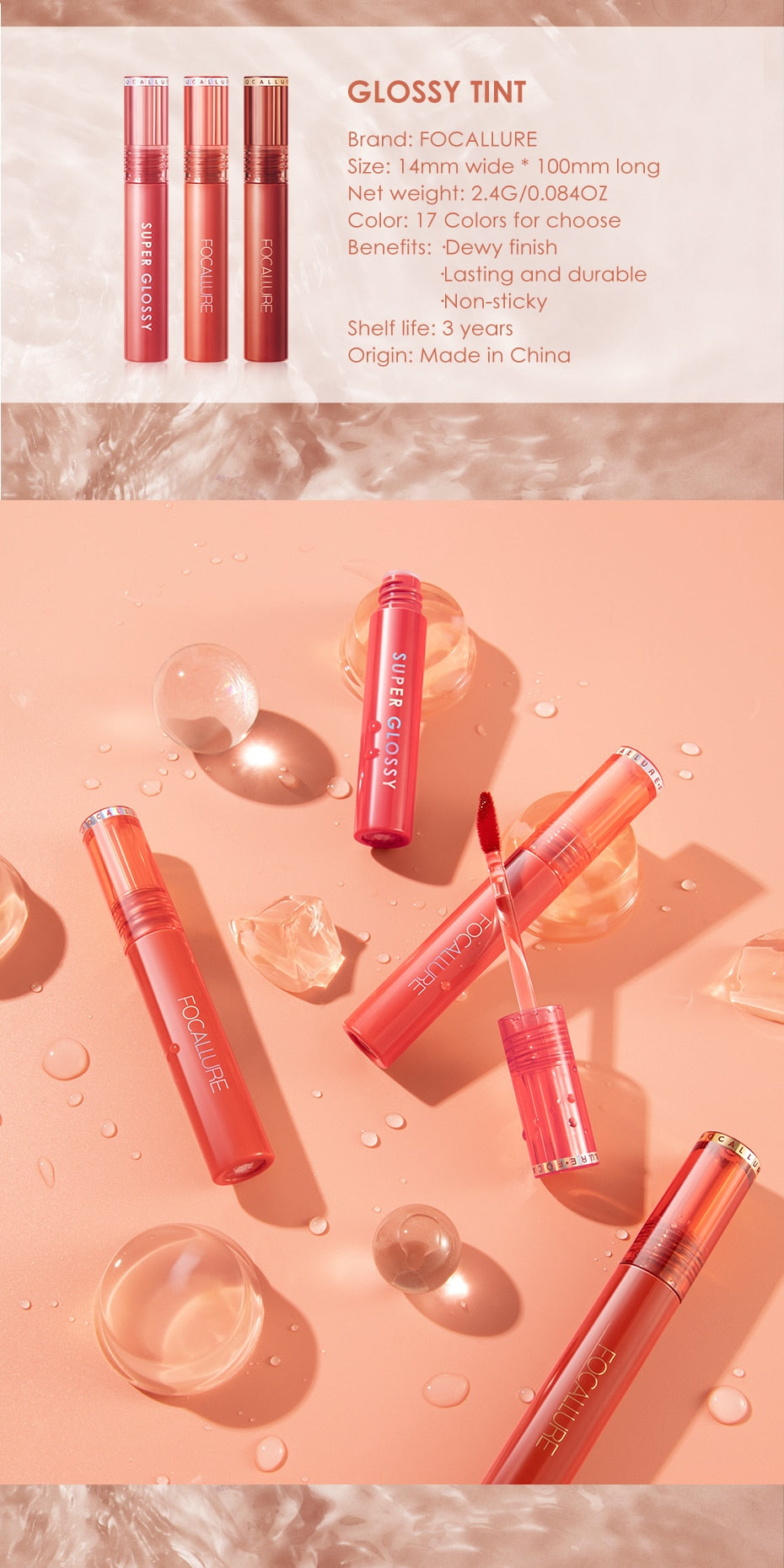 Shiny Nourish 17 Colors Long-Lasting Waterproof Non-Stick Moisturizing Lip Gloss DromedarShop.com Online Boutique