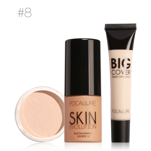 Professional 3 Pcs Make Up Cosmetics Kit with Concealer, Cream Foundation, Cream and Setting Powder DromedarShop.com Online Boutique