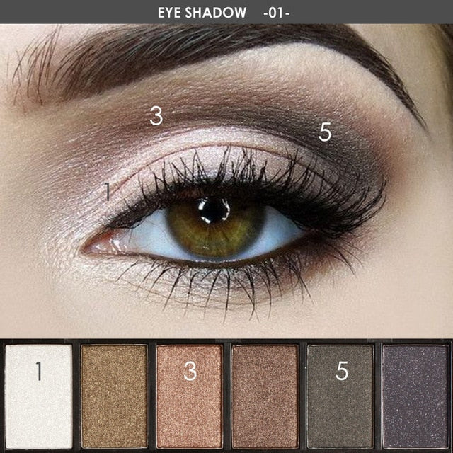 FOCALLURE 6 Colors Eyeshadow Waterproof Palette DromedarShop.com Online Boutique