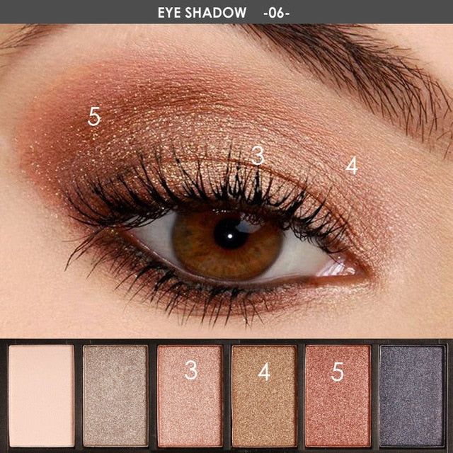 FOCALLURE 6 Colors Eyeshadow Waterproof Palette DromedarShop.com Online Boutique