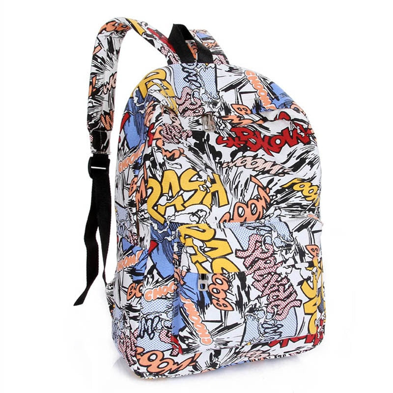 Graffiti Canvas Backpack DromedarShop.com Online Boutique