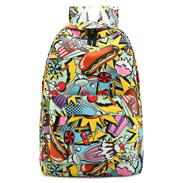 Graffiti Canvas Backpack DromedarShop.com Online Boutique